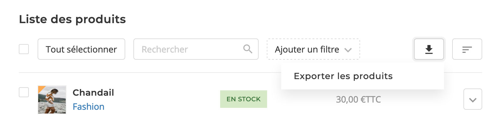 Listing avec filtres