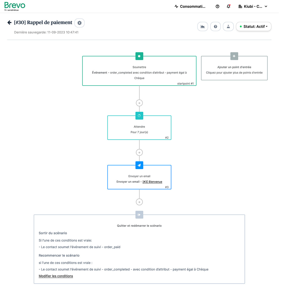 Rappeler à un client d'envoyer son paiement par chèque